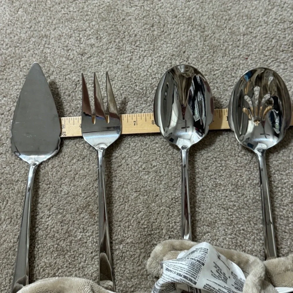 Lenox Serving Set Hostess 4pc Silver Good 18/10 Stainless Steel Mirror Finish